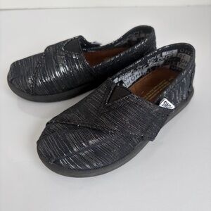 Toms Toddler Size 7 Black Silver Slip On Shoes
